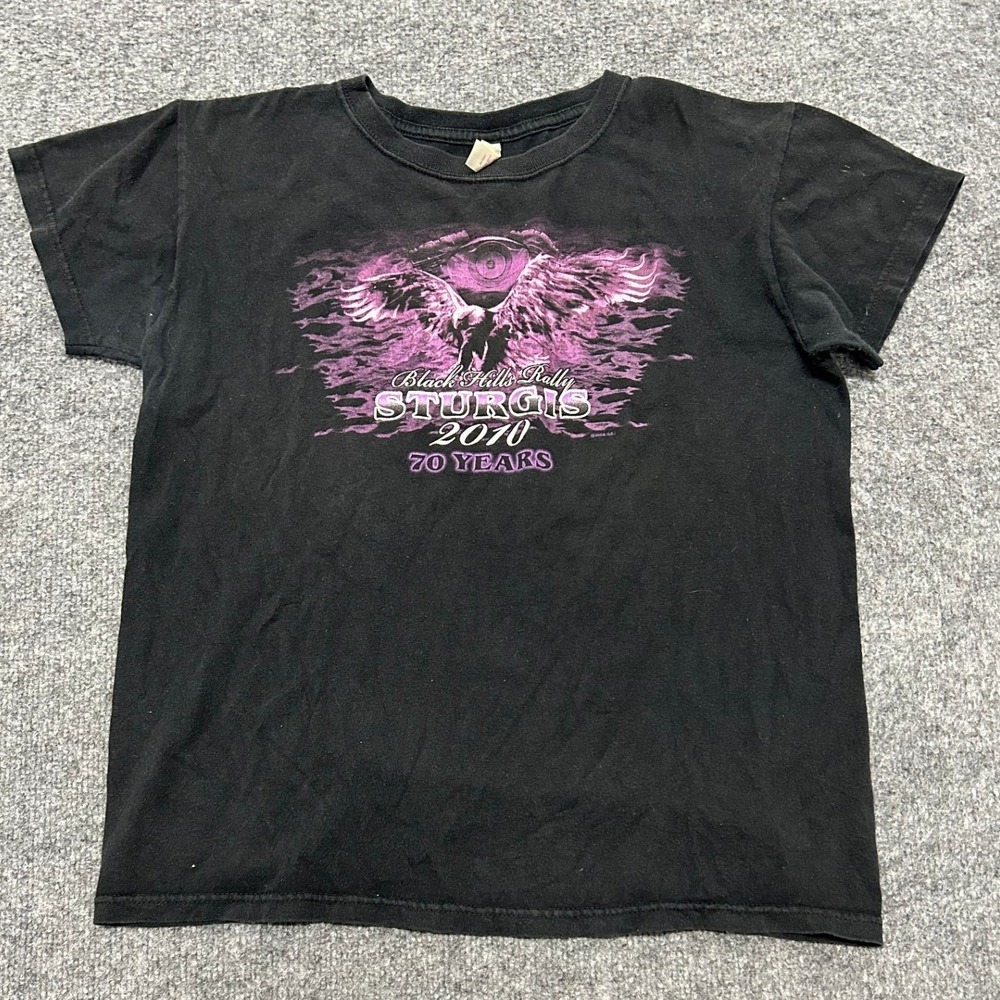 Sturgis T-Shirt Womens Size M Black 2010 Black Hills Rally 70 Years Graphic Tee